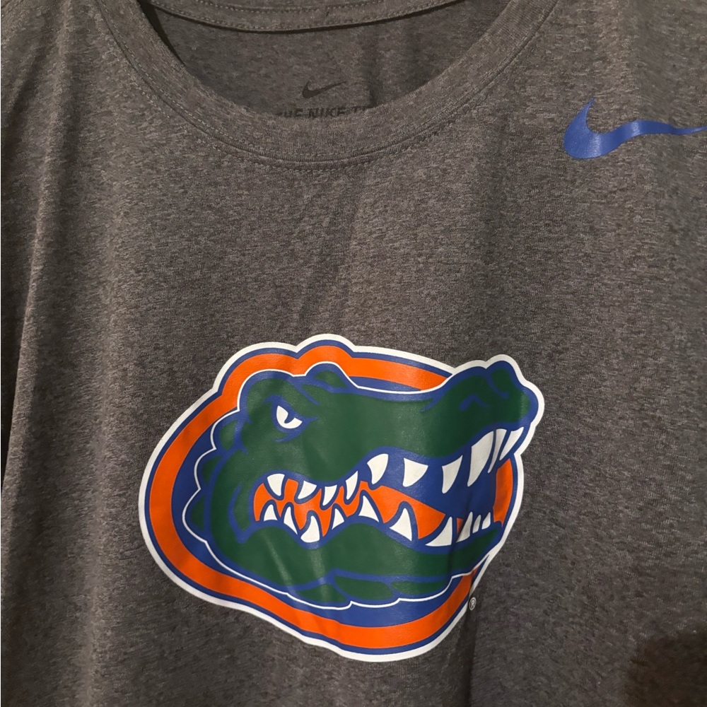 Nike Gray Tee with Green and Orange Gators Logo Dri-Fit